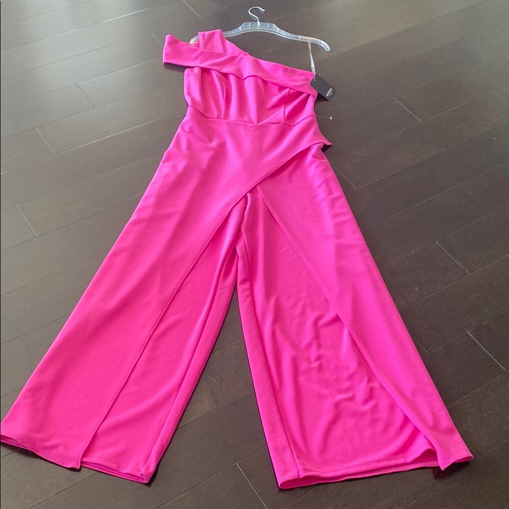 MARINA Bold Pink One-Shoulder Jumpsuit